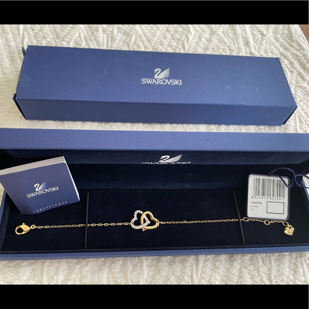 NWT SWAROVSKI double heart bracelet